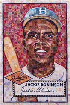 1952 Jackie Robinson Acrylic 24 x 36 Stretched Canvas Artwork by Artist Randal Huiskens